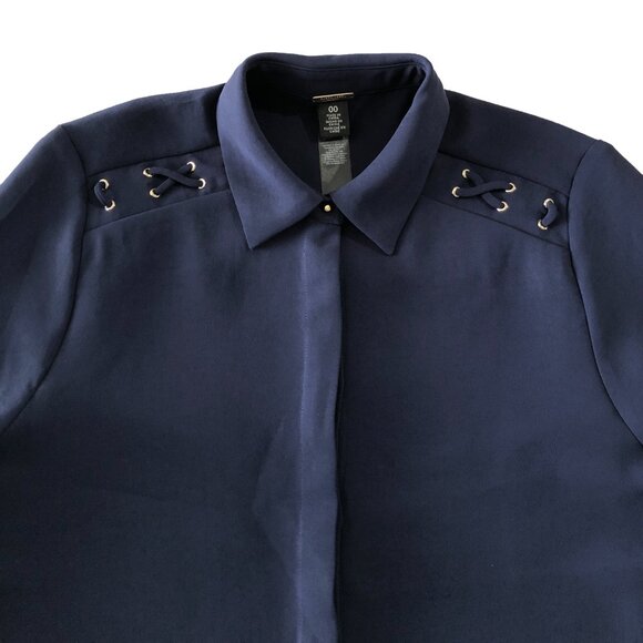 Chico's Black Label Womens Size 00 Navy Oversized Long Tunic Blouse Jacket - Picture 7 of 12